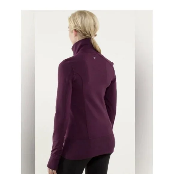 Lululemon Nice Asana Jacket Plum Maroon Purple Size 10 Full Zip - Picture 3 of 9